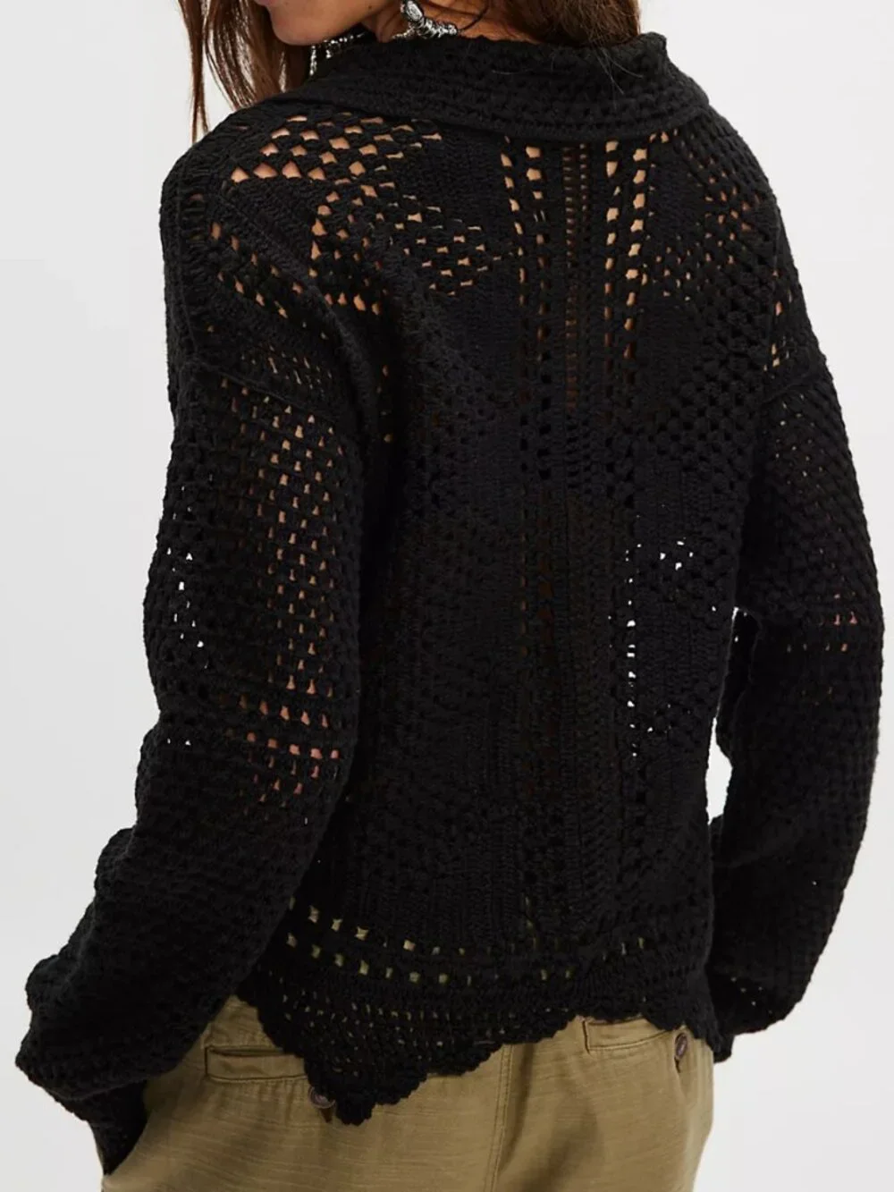 NWT Free People Friend Of A Friend Sweater in Black